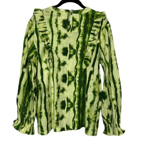 Anthropologie Samant Chauhan Emillia Green Tie Dye Ruffle Blouse Women’s size M - Picture 7 of 8
